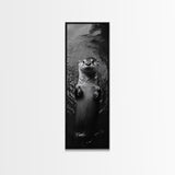 Cute Otter, Wildlife Charm, Animal Portrait, Black White Art, Canvas Print, Kids Room Wall Art, Woodland Nursery, Nature Lover Gift