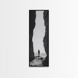 Lone Cowboy, Cliff View, Western Vibes, Silhouette Minimalist, Framed Canvas Print, Farmhouse Wall Art, Masculine Desert Decor