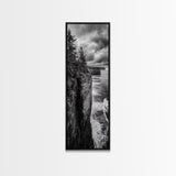 Cliff Coastline, Moody Ocean, Pine Trees, Dramatic Nature Scene, Canvas Print, Cabin Wall Art, Fall Coastal Photography, Rustic Decor