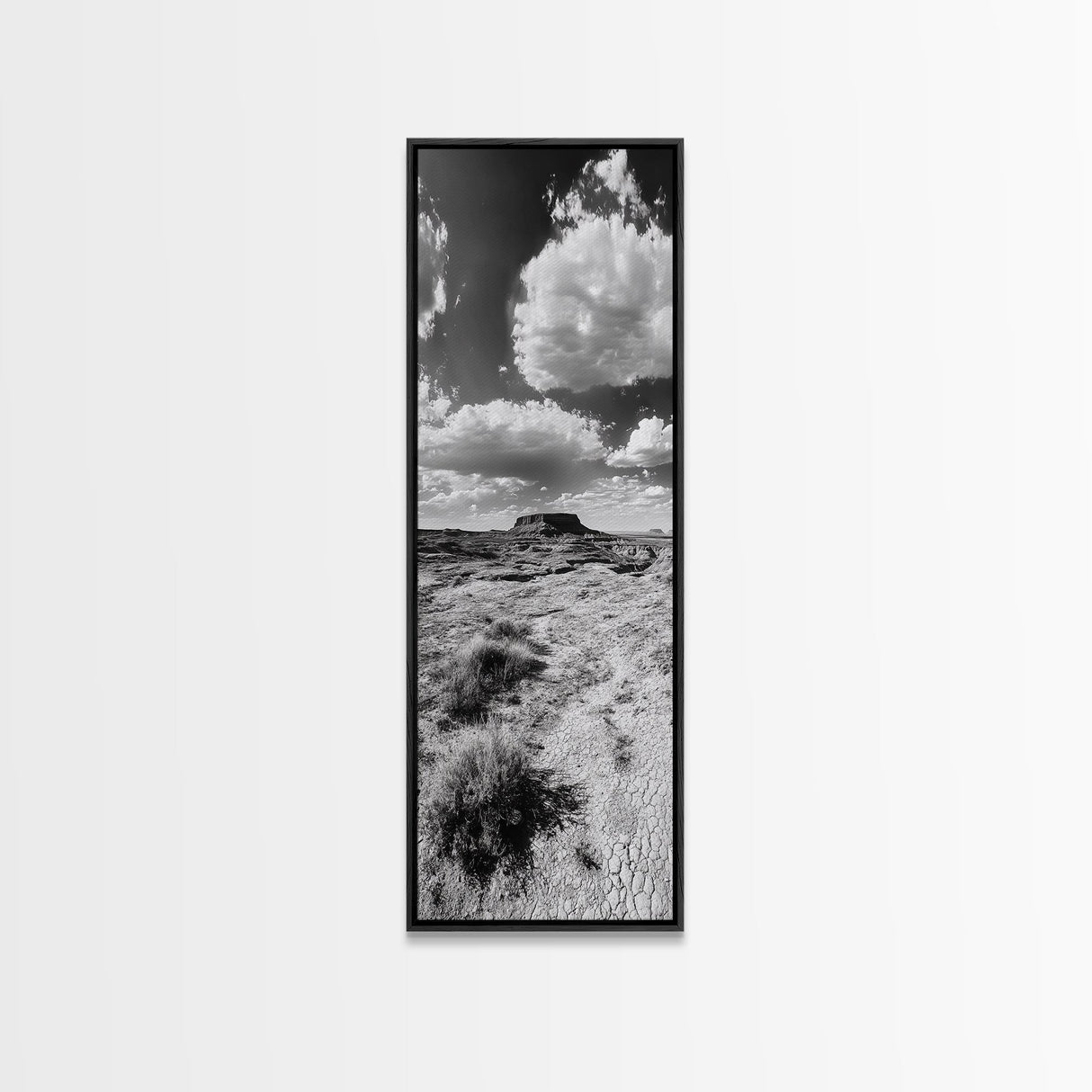 Desert Butte View, Southwest Horizon, Dramatic Sky, Framed Canvas Print, Boho Living Room Art, Western Landscape Photography, Man Cave