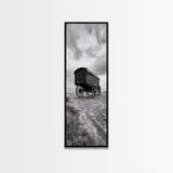 Covered Wagon Trail, Old West Scene, Vintage Rustic Art, Homestead Vibe, Framed Canvas Print, Farmhouse or Office Wall Art, Boho Bedroom