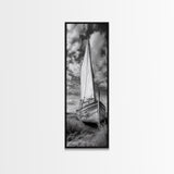 Weathered Sailboat Scene, Coastal Rustic Charm, Seafaring Wall Decor, Framed Canvas Print, Nautical Bathroom or Hallway Art, Ocean Decor