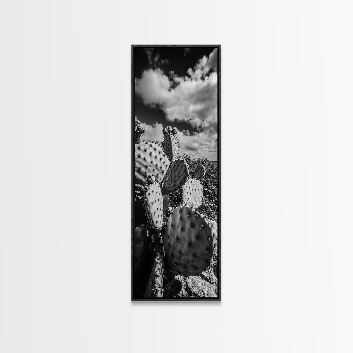 Desert Cactus Closeup, Prickly Pear Focus, Bold Nature Decor, Framed Canvas Print, Southwestern Kitchen Decor, Living Room Art