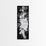 Misty Lake, Nature Reflection, Tranquil Waters, Monochrome Trees, Framed Canvas Print, Minimalist Wall Art, Bathroom or Hallway Decor