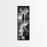 Seaside Cliff, Wild Waters, Rock Formation, Canvas Print, Coastal Landscape Art, Living Room or Office Decor, Moody Ocean Aesthetic
