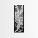 Sparkling Ocean, Cloud Horizon, Sea Breeze, Framed Canvas Print, Bright Coastal Art, Bathroom or Living Room Summer Vibe Wall Decor