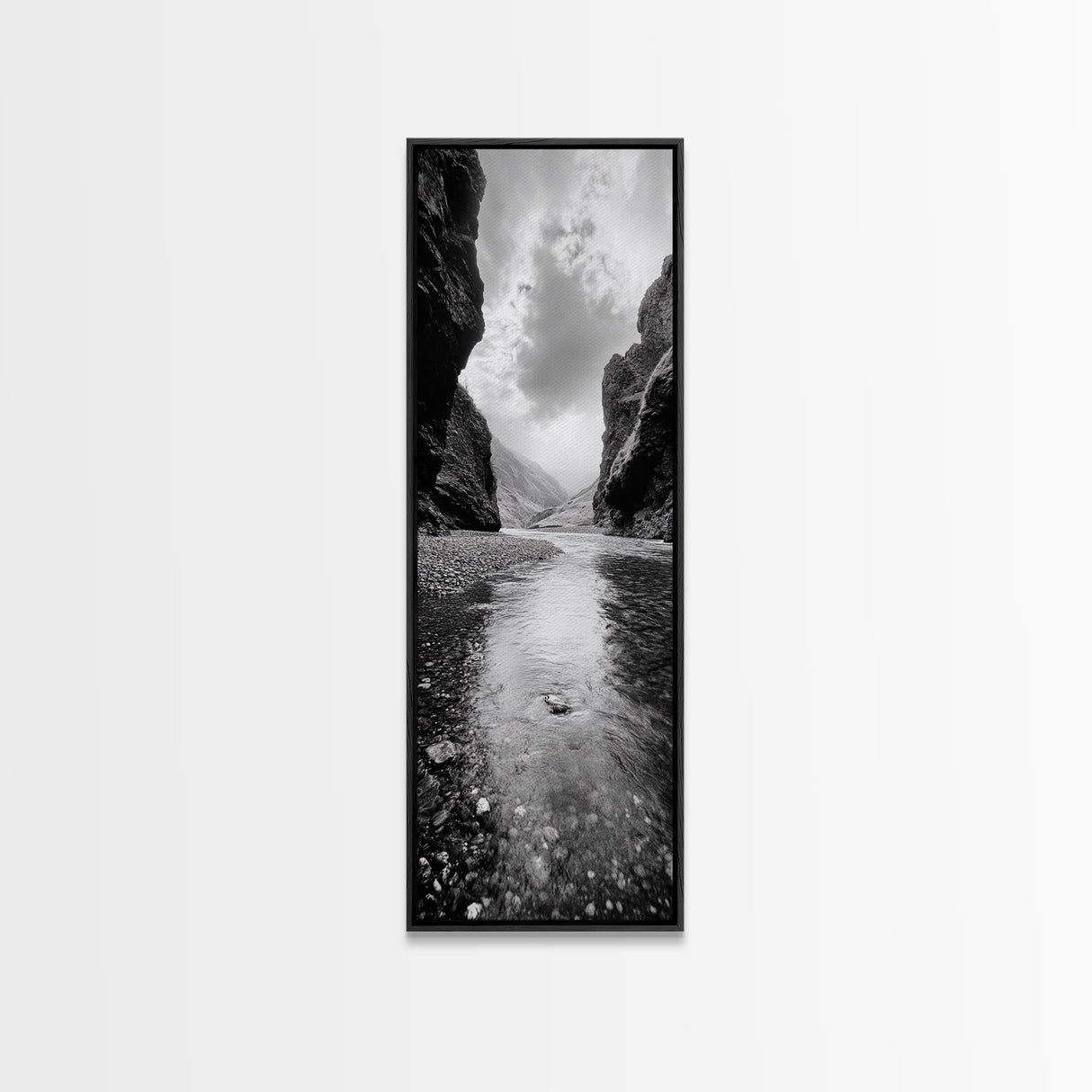 Mountain Valley, Serene Stream, Canyon Light, Framed Canvas Print, Peaceful Nature Scene, Bedroom or Study Minimalist Wall Decor