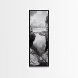 Tide Pool, Coastal Reflection, Tranquil Cove, Cloudy Sky, Framed Canvas Print Zen Bathroom Art, Minimalist Nature Wall Decor, Neutral Modern Style