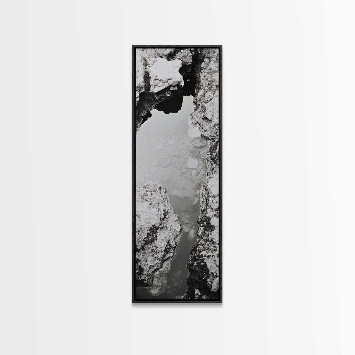 Tidal Pool, Coastal Rock, Still Water, Natural Texture, Framed Canvas Print Earth Tone Decor, Zen Bathroom Art, Modern Minimalist Nature Wall Print