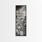 Rocky Coast Path, Serene Ocean View, Minimalist Nature, Framed Canvas Print, Neutral Tones, Beach Art, Hallway Wall Decor, Coastal Home Vibe