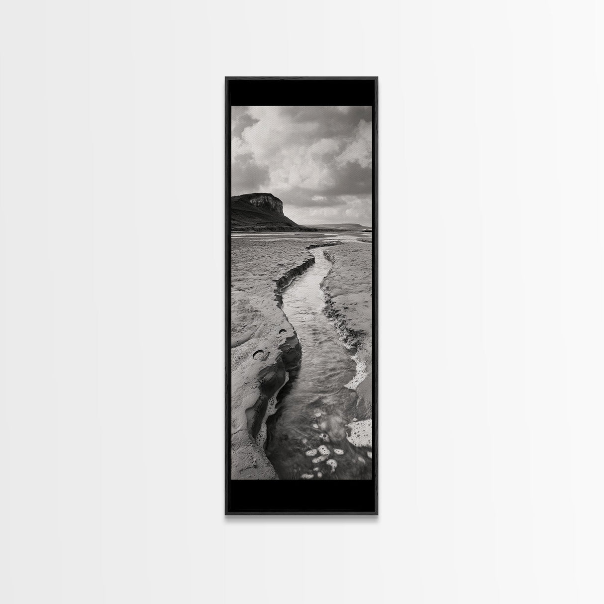 River Path Art, Coastal Landscape Decor, Nature Scene Wall Art, Minimalist Earth Tones, Framed Canvas Print, Beach House Vibe