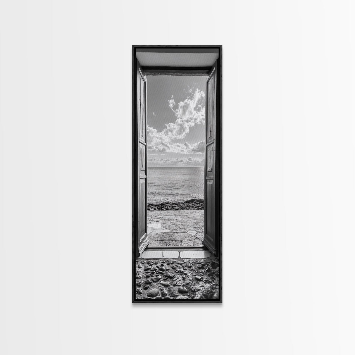 Open Door View, Sea Horizon Art, Dreamy Ocean Photography, Modern Entryway Decor, Framed Canvas Print, Minimalist Style Seascape