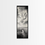 Marshland Pathway, Coastal Grassland Art, Nature Wall Decor, Calm Landscape Style, Framed Canvas Print, Neutral Tones Minimalist