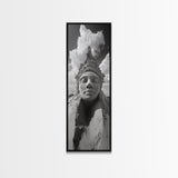 Sand Face Sculpture, Surreal Beach Art, Dreamy Zen Vibe, Boho Bedroom Decor, Framed Canvas Print, Spiritual Minimalist Wall Style