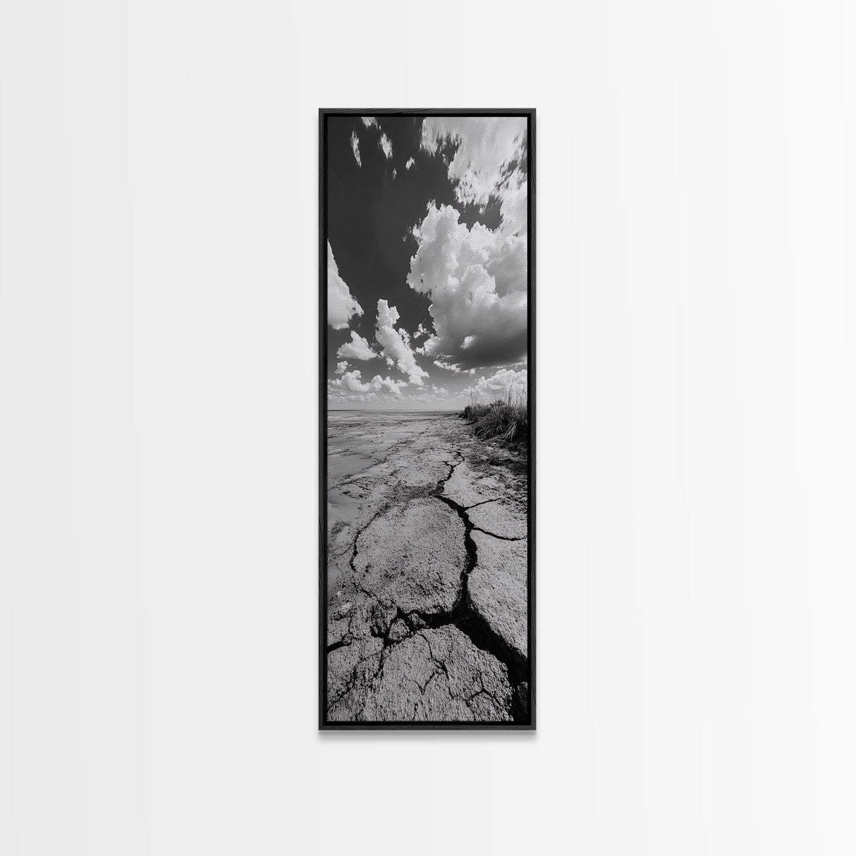 Cracked Earth Shore, Rustic Desert Vibe, Nature Texture Print, Fall Living Room Art, Framed Canvas Print, Earthy Minimalist Decor