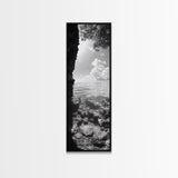 Ocean Cave View, Coastal Water Art, Dreamy Nature Escape Print, Bathroom or Bedroom Decor, Framed Canvas Print, Tranquil Seascape