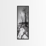 Haunting Tree Silhouettes, Forest Edge, Black White Nature, Desert Trees, Framed Canvas Print, Fall Art, Living Room Wall Art