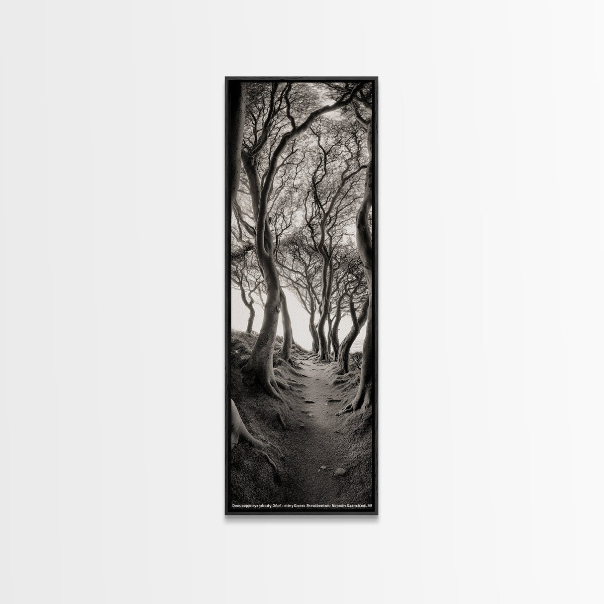 Twisted Trees, Enchanted Path, Forest Tunnel, Autumn Mood, Mystical Nature Framed Canvas Print, Fall Entryway Wall Art, Rustic Decor