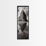 Monolith Reflection, Coastal Rock, Dramatic Seascape, Tidal Pool, Nature Inspired Framed Canvas Print, Modern Hallway Wall Art