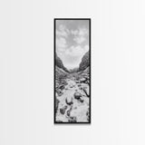 Snowy Pass, Winter Hike, Rocky Trail, Framed Canvas Print, Nature Lover Gift, Minimalist Mountain Art, Bedroom Wall Decor, Living Room Decor