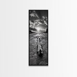 Driftwood Beach, Sunset Tide, Ocean Glow, Canvas Print, Fall Coastal Wall Art, Serene Nature Photography, Tranquil Living Room Decor