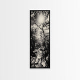 Forest Path, Sunburst Trees, Woodland Trail, Nature Light Framed Canvas Print, Boho Entryway Wall Art, Autumn Rustic Home Decor