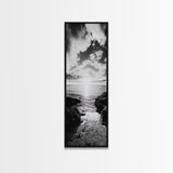 Sunset Shore, Tranquil Waters, Coastal Cove, Golden Glow Canvas Print, Beach House Living Room Wall Art, Seaside Summer Decor