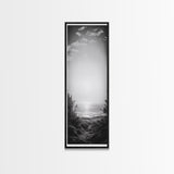 Horizon Glow, Ocean Sunset, Seaside Path, Tranquil Evening Framed Canvas Print, Nature Inspired Bedroom Wall Art, Zen Minimalist Decor