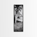 Tropical Beach, Surfboard Scene, Coastal Palms, Island Vibes, Canvas Print, Beach House Art, Summer Wall Decor, Boho Style