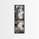 Reflective Forest, Nature Calm, Monochrome Trees, Peaceful Swamp, Framed Canvas Print, Rustic Cabin Decor, Moody Wall Art, Entryway Print