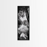 Tranquil Dock, Lake Stillness, Nature Reflection, Forest Retreat, Framed Canvas Print, Cabin Wall Art, Rustic Style, Bedroom Decor