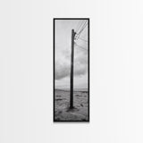Utility Pole, Coastal Wires, Industrial Sky, Power Lines, Framed Canvas Print, Minimalist Photography, Loft Wall Art, Urban Decor