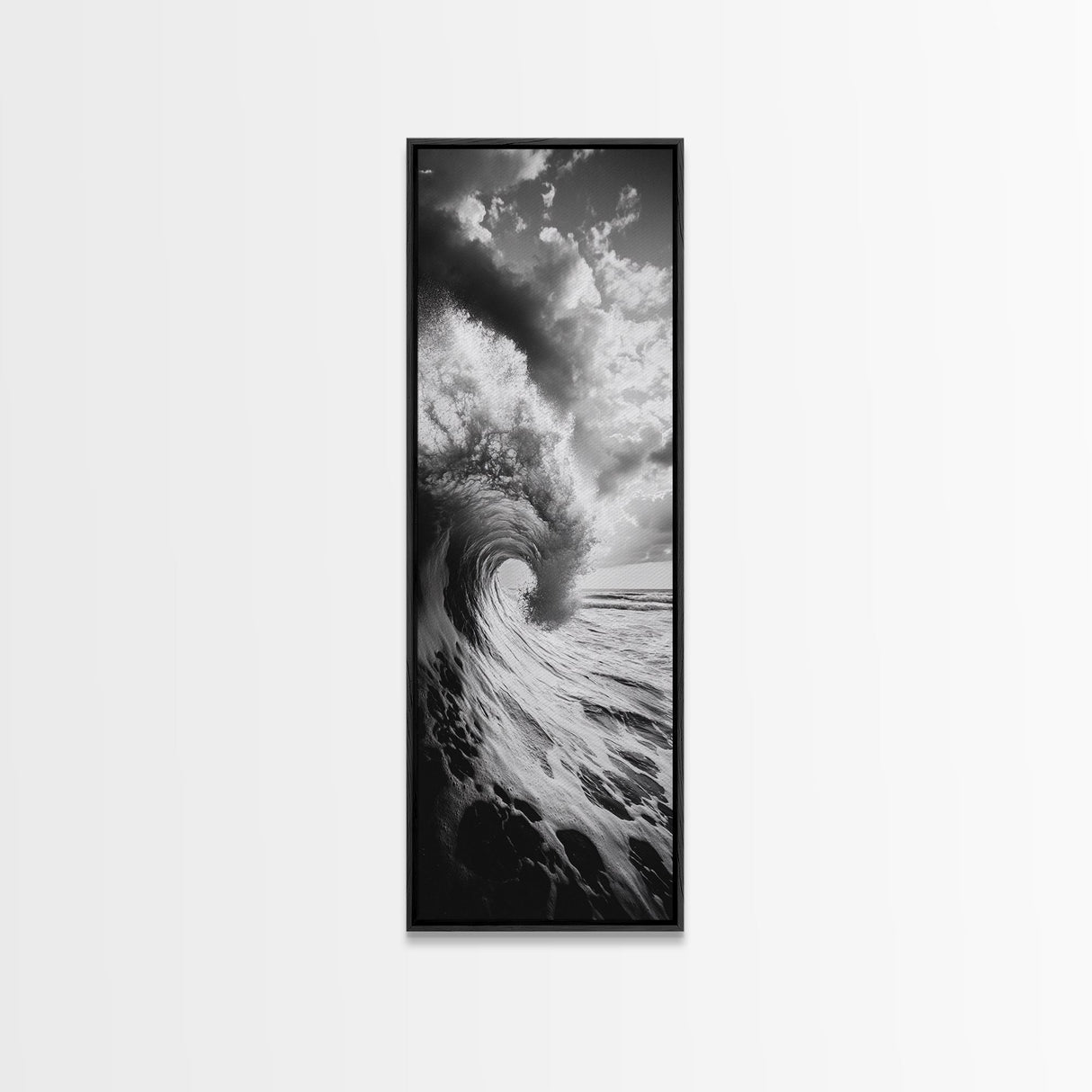 Ocean Wave, Curling Sea, Surfer's Dream, Powerful Water, Framed Canvas Print, Coastal Wall Art, Beach House Decor, Bold Seascape