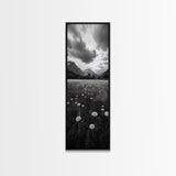 Wildflower Field, Alpine Meadow, Mountain Backdrop, Nature Print, Serene View, Framed Canvas Print, Living Room Wall Art, Rustic Farmhouse Decor