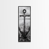 Nautical Anchor, Coastal Vibes, Marine Decor, Ocean-Inspired, Bold Statement, Framed Canvas Print, Entryway Wall Art, Rustic Beach Style