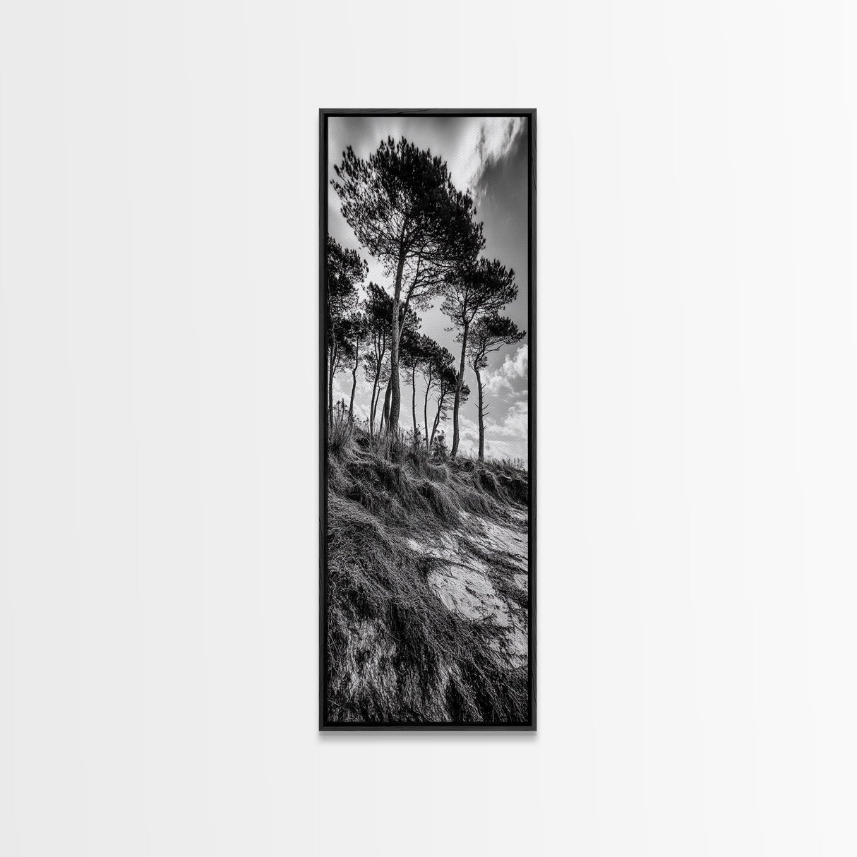 Windy Pines, Cliff Edge, Tree Silhouettes, Canvas Print, Moody Forest Photography, Rustic Cabin Wall Art, Autumn Living Room Decor