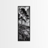 Windy Pines, Cliff Edge, Tree Silhouettes, Canvas Print, Moody Forest Photography, Rustic Cabin Wall Art, Autumn Living Room Decor