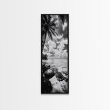 Tropical Beach, Palm Trees, Ocean Breeze, Framed Canvas Print, Coastal Living Wall Art, Minimalist Beach House Decor, Island Vibe Photography