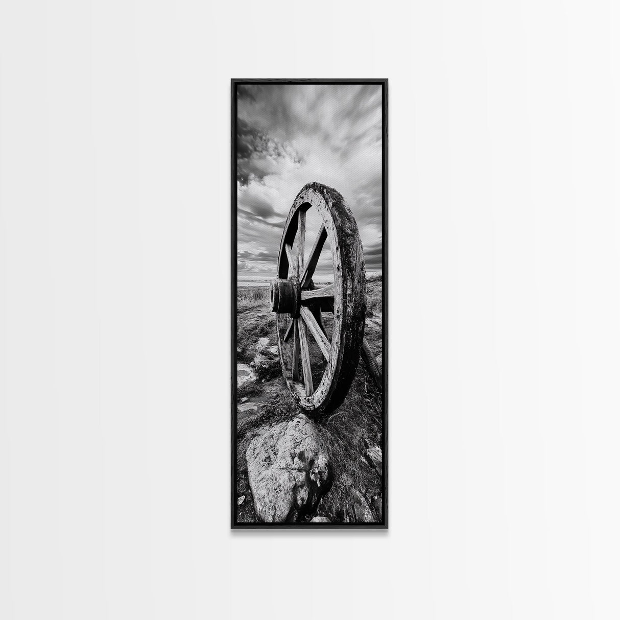 Prairie Wagon Wheel, Antique Rustic Wall Decor, Western Homestead Art, Barnhouse Style Print, Canvas Print, Fall Living Room Art