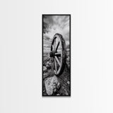 Prairie Wagon Wheel, Antique Rustic Wall Decor, Western Homestead Art, Barnhouse Style Print, Canvas Print, Fall Living Room Art