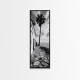 Coastal Palm Tree, Rustic Seaside Wall Art, Mediterranean Courtyard Print, Tropical Summer Decor, Framed Canvas Print, Kitchen Art
