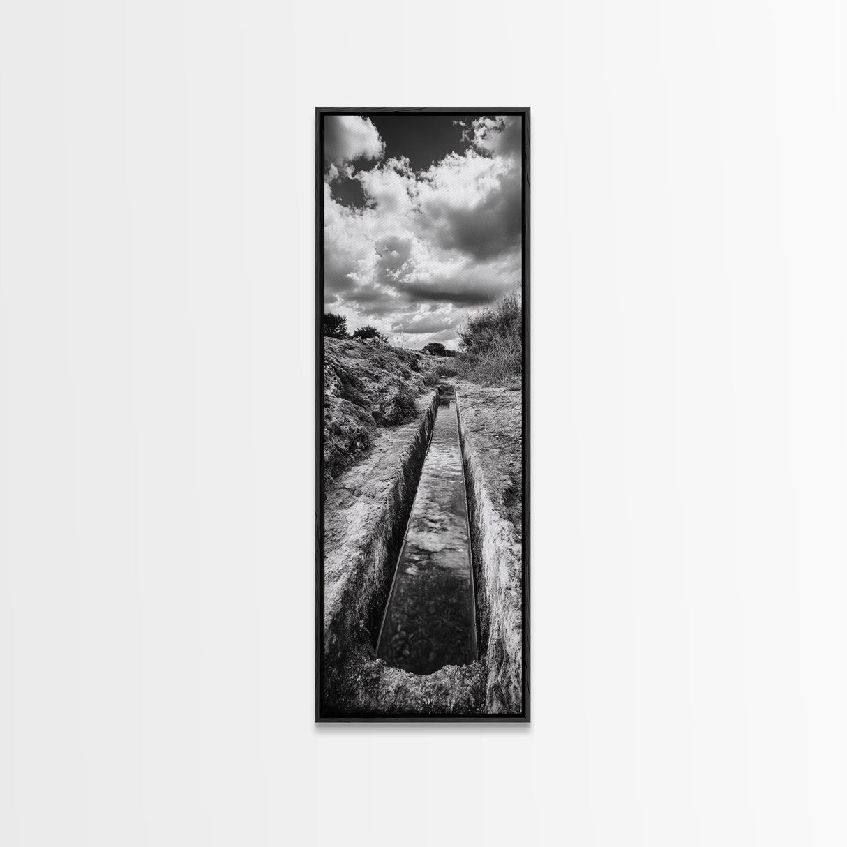 Stone Water Channel, Ancient Pathway Art, Moody Landscape Photography, Historical Wall Decor, Study or Hallway Accent, Canvas Print