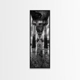 Pier Perspective, Symmetrical Architecture Art, Coastal Concrete Structure, Industrial Minimalist Decor, Framed Canvas Print