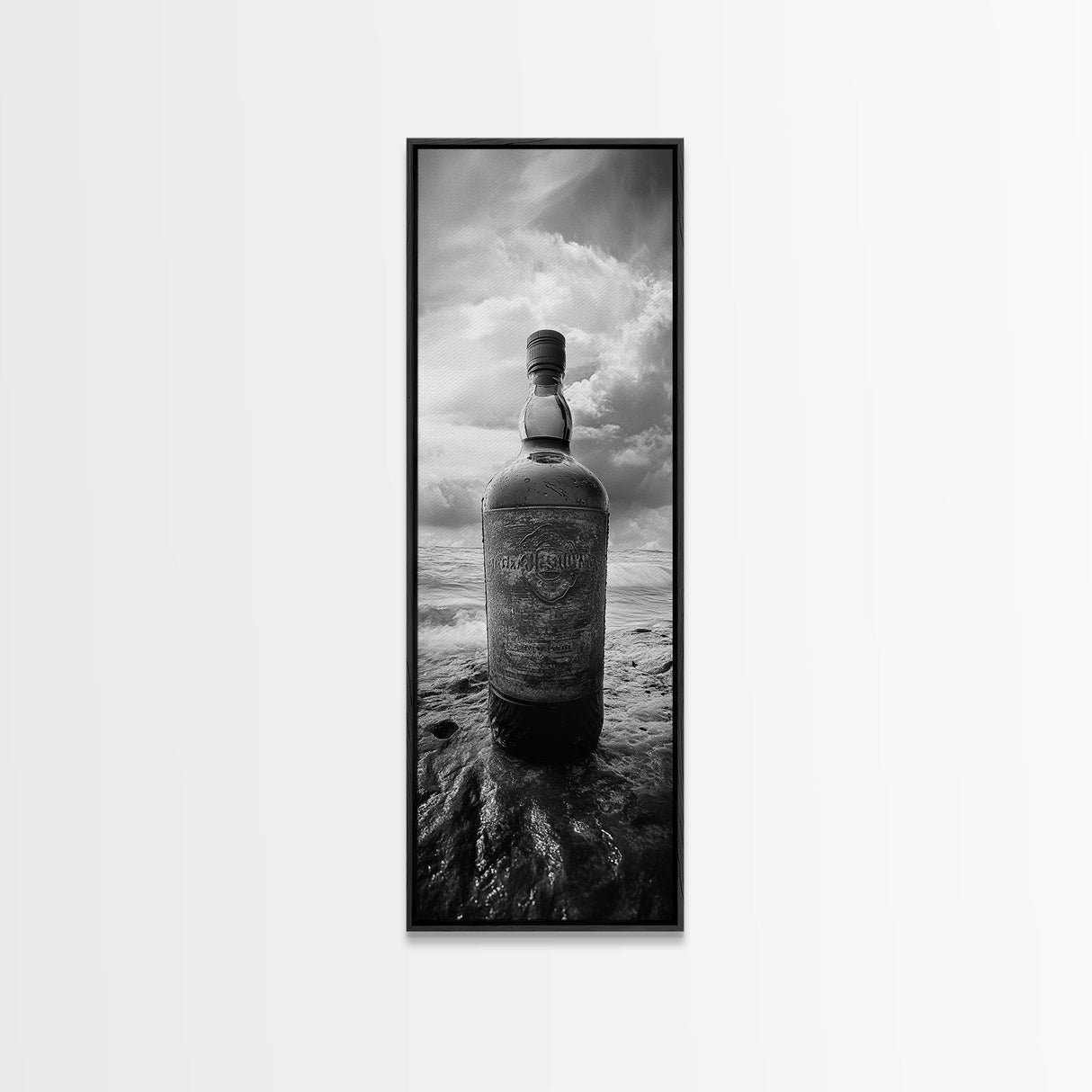 Weathered Bottle Beach, Abandoned Object Art, Coastal Still Life Print, Rustic Nautical Wall Decor, Studio or Bar Area, Canvas Print