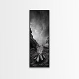 Campfire Smoke, Rocky Coastline, Moody Skies, Autumn Nature, Framed Canvas Print, Rustic Wall Decor, Cabin Aesthetic, Living Room Art