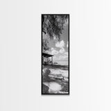Coastal Bench, Ocean Peace, Nature Retreat, Minimal Landscape, Canvas Print, Zen Wall Art, Bedroom or Entryway Decor, Calm Beach Scene