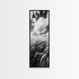 Wheat Field, Cloudy Sky, Rustic Landscape, Black and White Nature, Framed Canvas Print, Farmhouse Kitchen Wall Art, Fall Harvest Vibe