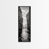 Canyon River, Desert Passage, Rugged Cliffs, Adventure Scene, Framed Canvas Print, Western Wall Art, Office Art, Den Nature Decor