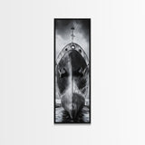 Industrial Ship, Black and White Boat, Urban Seascape, Moody Harbor, Canvas Print, Nautical Wall Art, Man Cave Art, Office Decor
