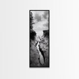 Coastal Crevice, Ocean Stream, Moody Nature, Rugged Beauty, Framed Canvas Print, Minimalist Beach Wall Art, Bedroom Art, Entryway Decor